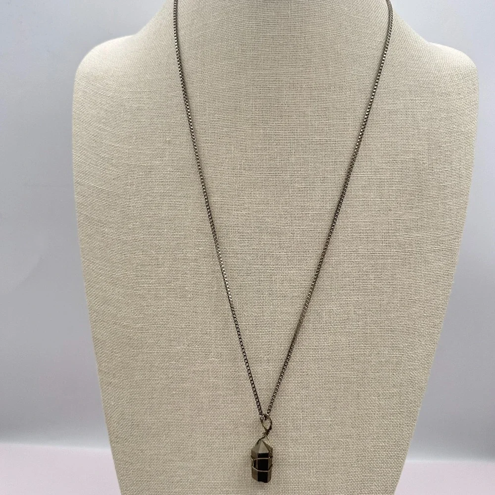 Vintage 90s Wire Wrapped Pyrite Point Pendant Necklace Women's Classic Jewelry